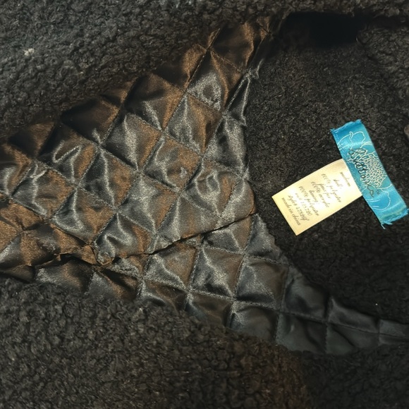 Buttons womens medium fuzzy vest mixed materials zipper full length black - Picture 6 of 7